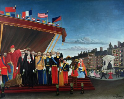 De Vertegenwoordigers van Buitenlandse Mogendheden Komen de Republiek Groeten als een Teken van Vrede, 1907 door Henri Rousseau